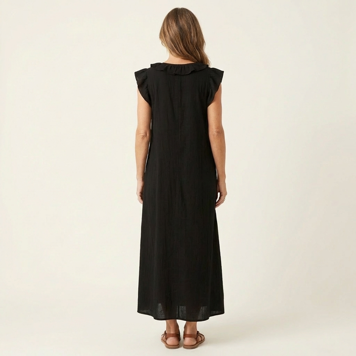 Josette | Robe Maxi à Col V et Volants