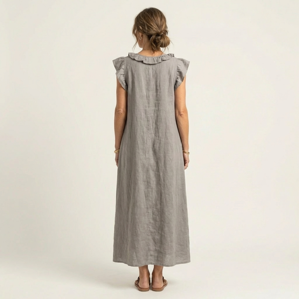 Josette | Robe Maxi à Col V et Volants