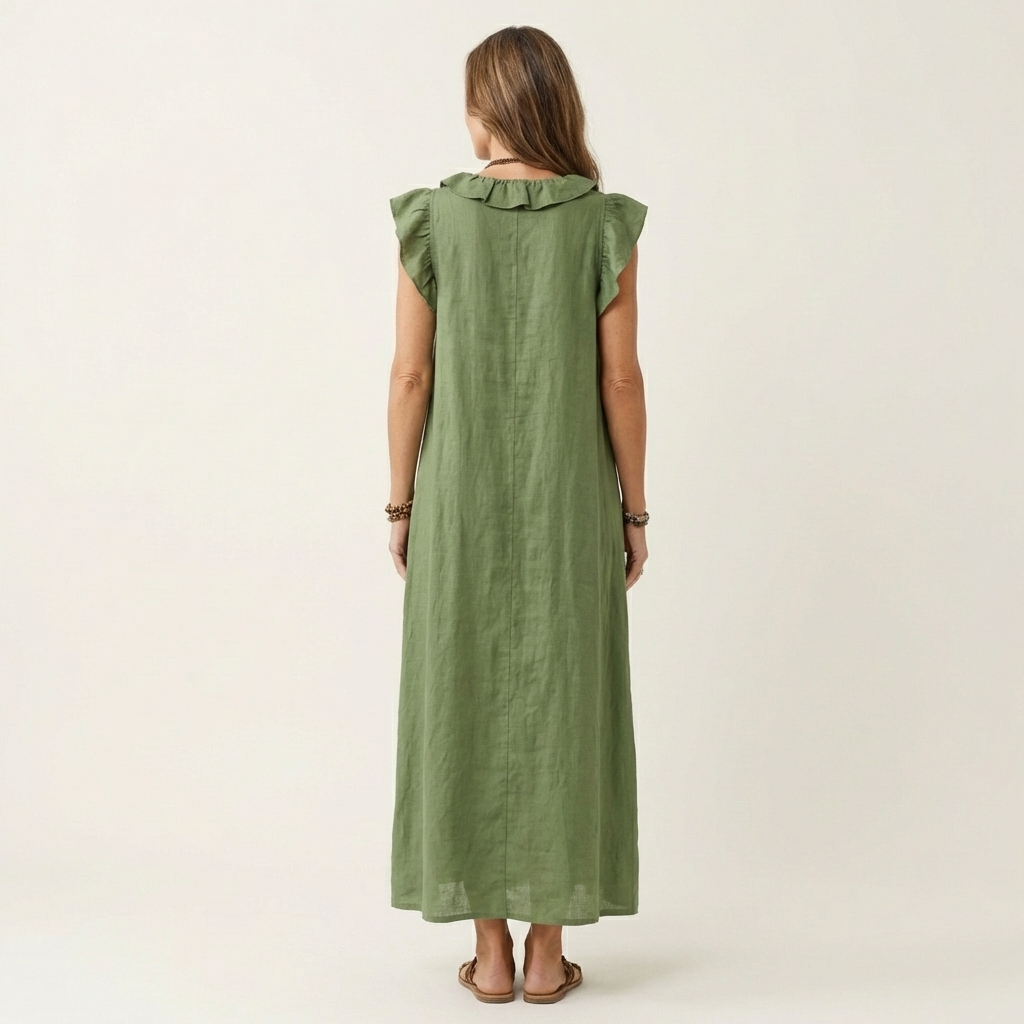 Josette | Robe Maxi à Col V et Volants