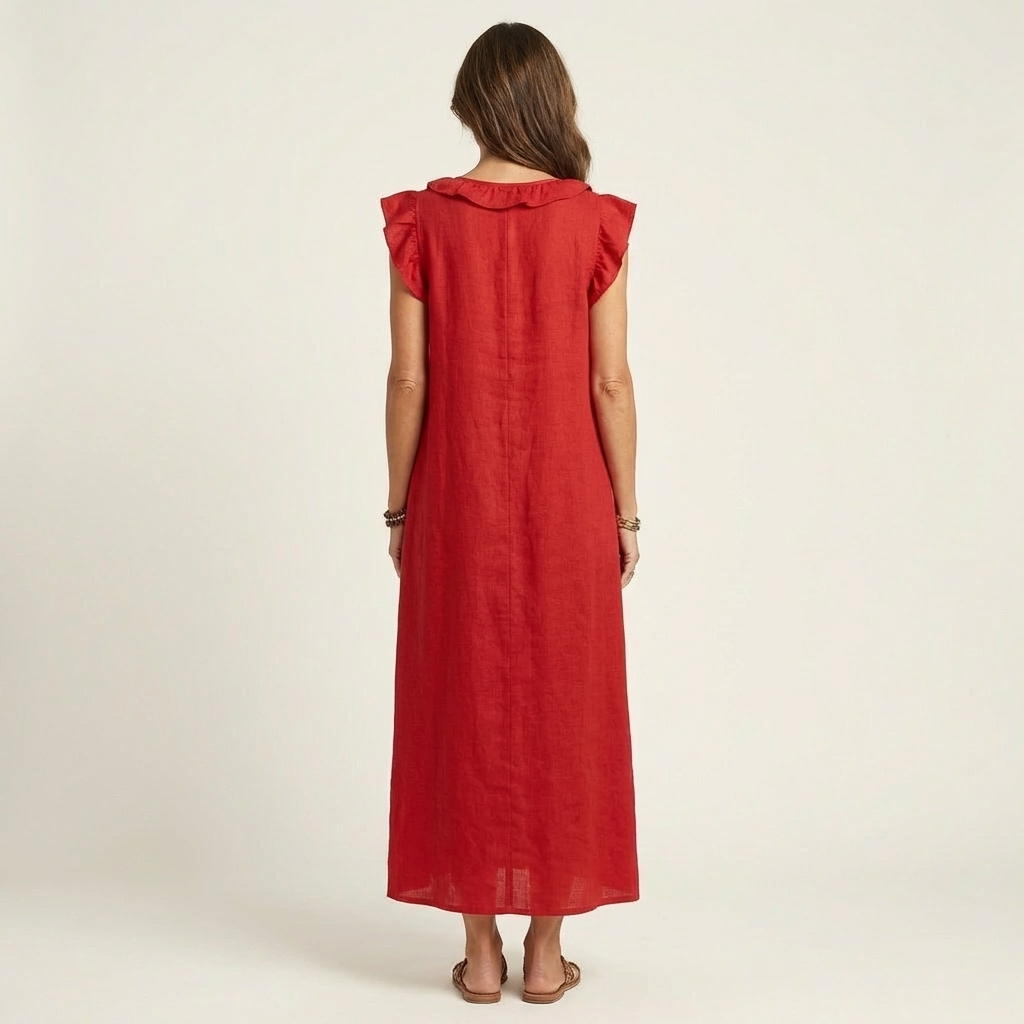 Josette | Robe Maxi à Col V et Volants