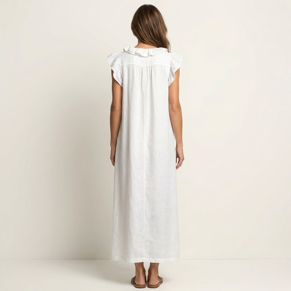 Josette | Robe Maxi à Col V et Volants