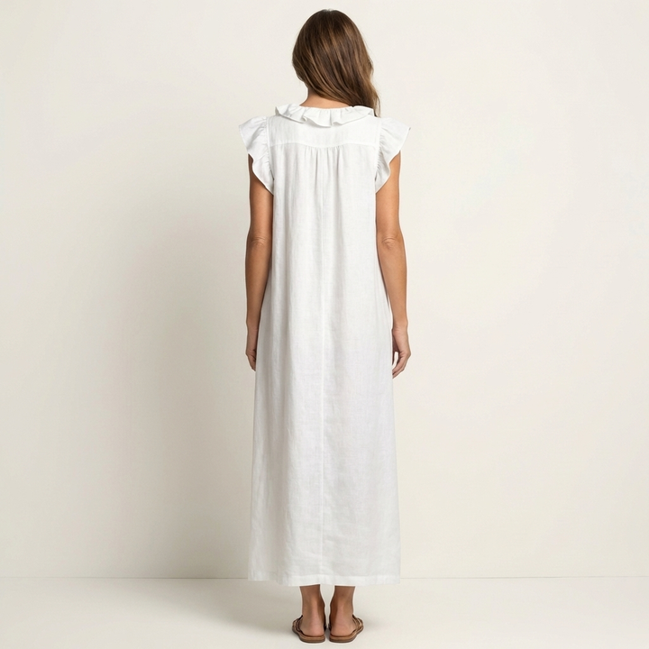 Josette | Robe Maxi à Col V et Volants
