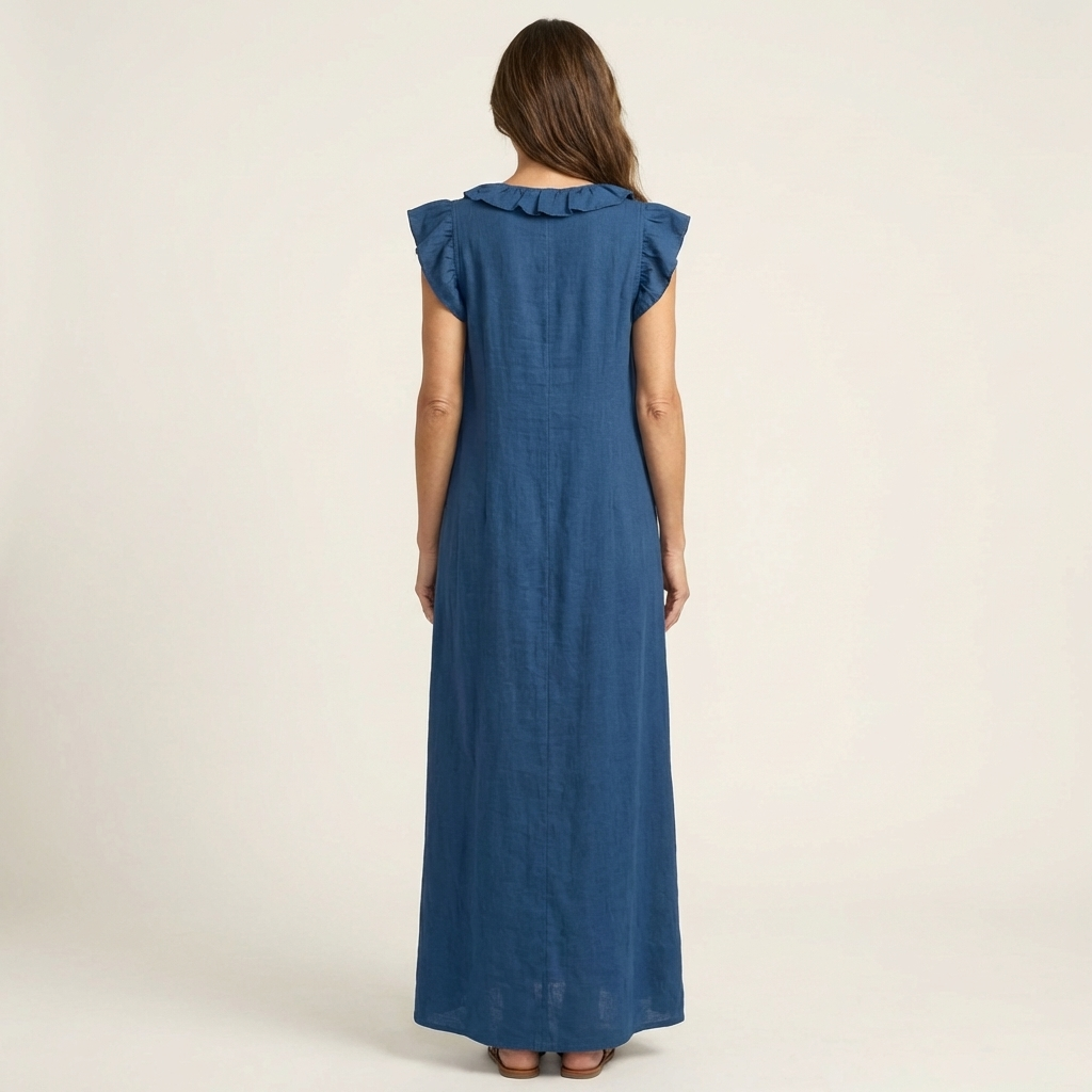 Josette | Robe Maxi à Col V et Volants