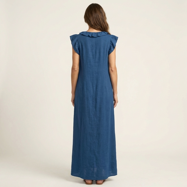 Josette | Robe Maxi à Col V et Volants
